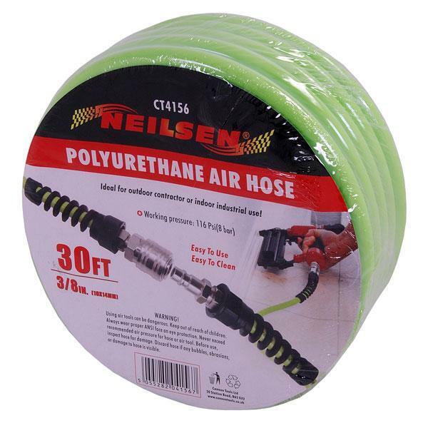 Polyurethane Air Hose 30ft 3/8" 10x14mm 116 PSI 8 Bar