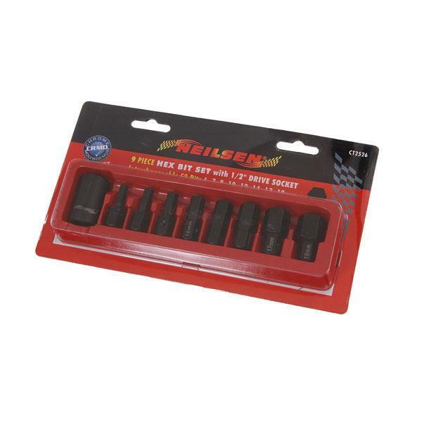 9 piece 1/2 inch Metric Hex Bit Set