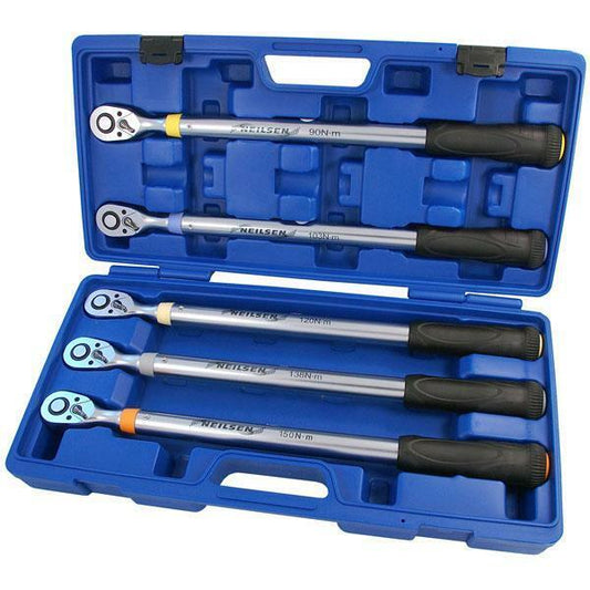 1/2" Inch Drive Preset Torque Wrench Set, 5pc