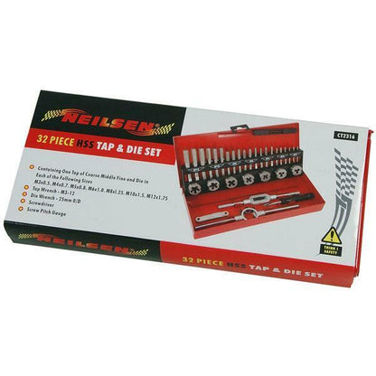 Tap And Die Set 32 Piece Metric HSS