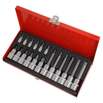 18 Piece Torx Star Bit Socket Garage Workshop Tool Set