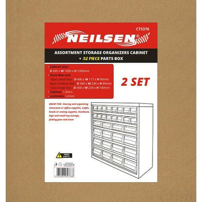 Steel Cabinet, 32 Assorted Size Storage Bins