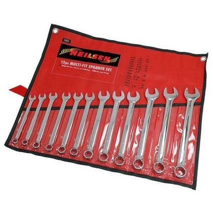 12 Piece Multi Fit Ring Spanner Set Star Fittings