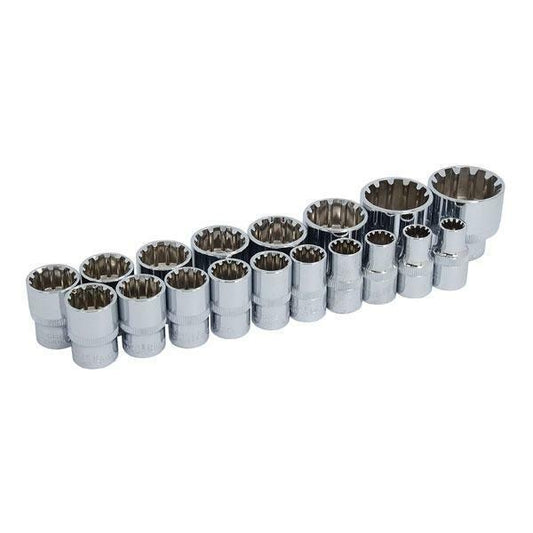 1/2" dr Drive Sockets Multi-drive 18 Piece On A Rail