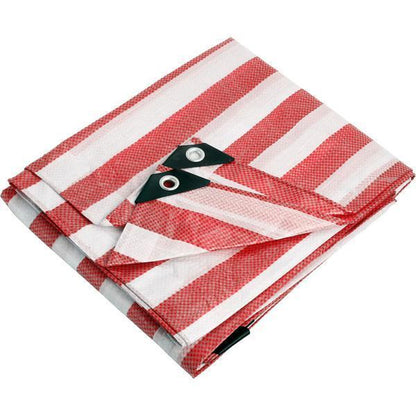 Tarpaulin 18ft x 24ft Red/White Stripe - reinforced - 140GSM