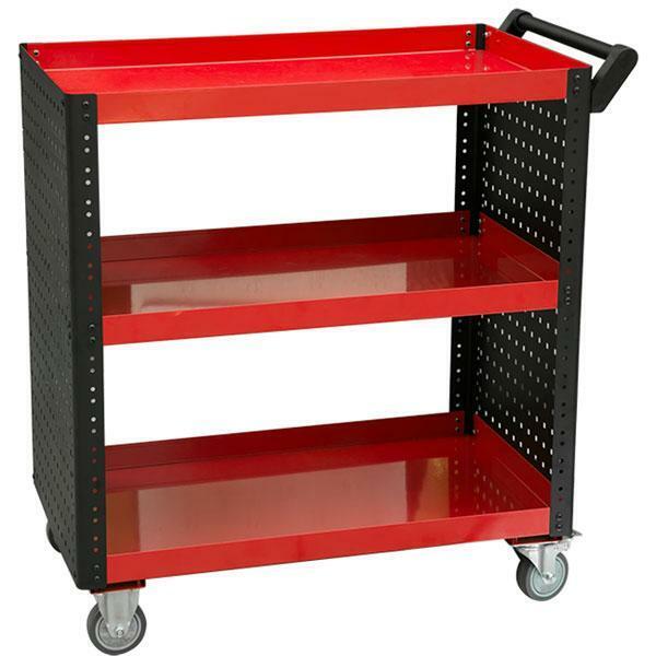 Utility Tool Cart, 3 Layers, on Casters with Brake