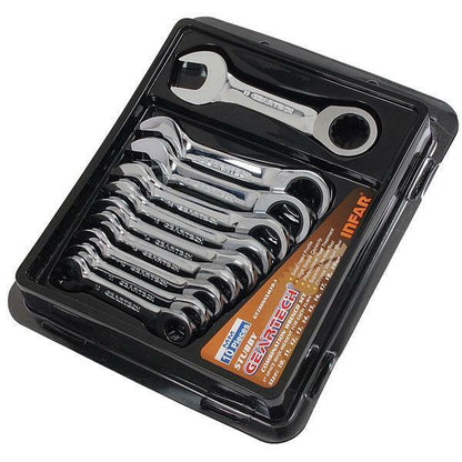 Spanner Stubby 10pc Geartech Combination Ratchet Ring