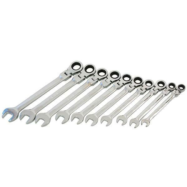 Combination Ratchet Spanner Set Flexible Head 10pc