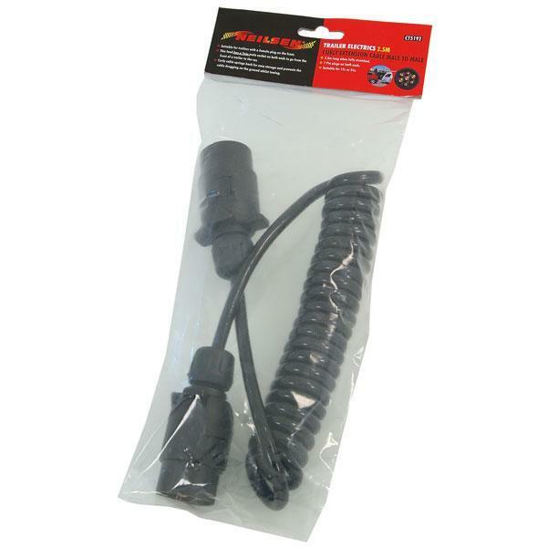 Trailer Electrics 2.5m Curly Extension Cable Male-Male