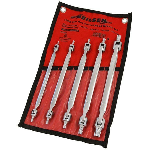 Star Key Swivel Head Wrench 5 Piece Torx Key Set Swivel