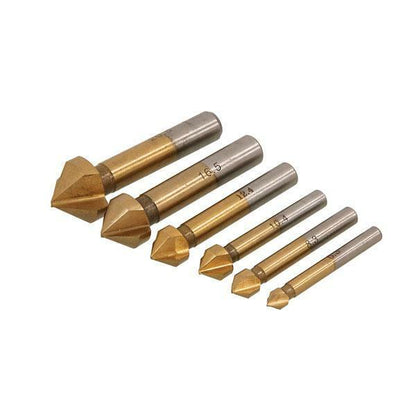 Titanium Coated HSS Countersink Drill Bit Set 6pc Boxed