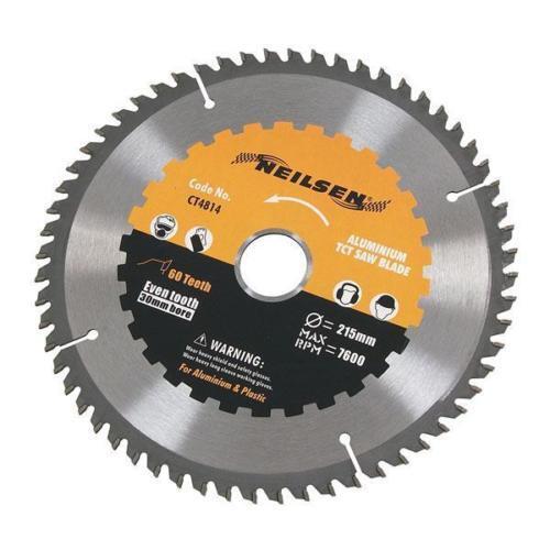 215mm 60 tooth TCT Saw Blade. Cuts Aluminium & More