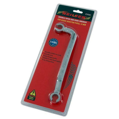 14mm Open End Ring Wrench Spanner - Twin Hex Diesel Injector Pipe