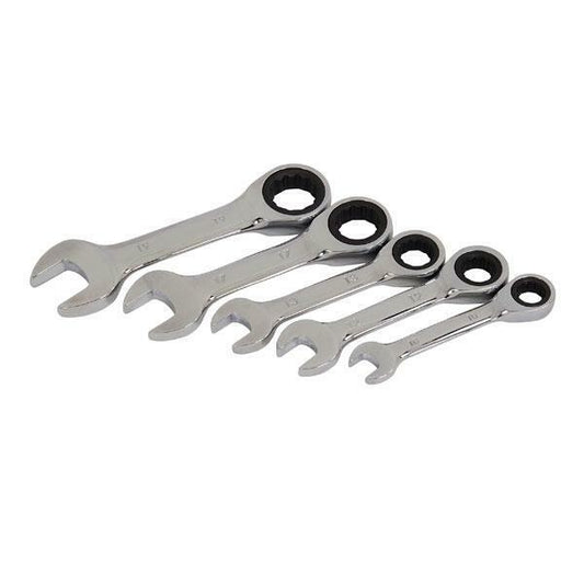 Combination Stubby Ratchet Wrench Spanner Set 5 Piece