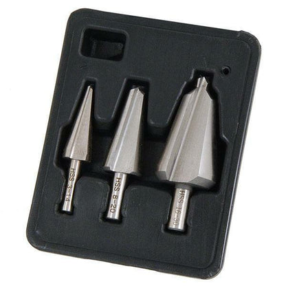 3pc HSS Cone Cutter Taper Drill Set. 3-14mm, 8-20mm, 16-30mm