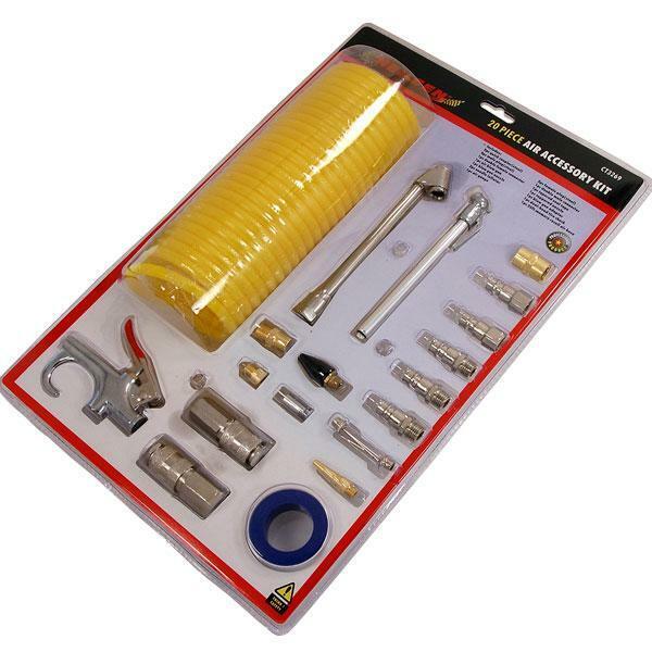 20PC Air Compressor Accessory Tool Kit Blow Gun Hose