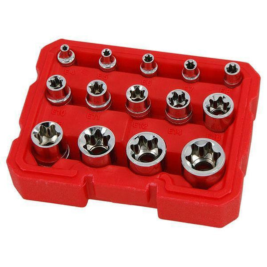 14 Piece Star Bit Socket Set 1/2 1/4 3/8 Inch Drive