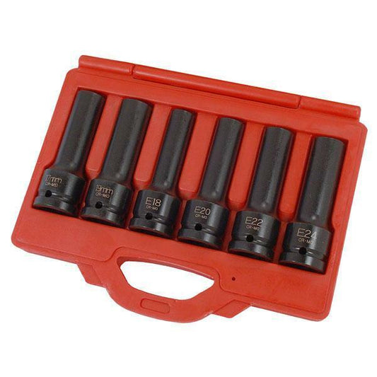 6 Piece Truck Impact E Socket Regular Socket Set 3/4 Dr