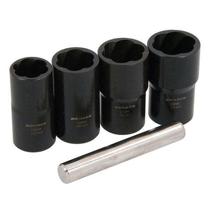 Locking Wheel Nut Remover 5pc 17-22mm Twist Socket Set