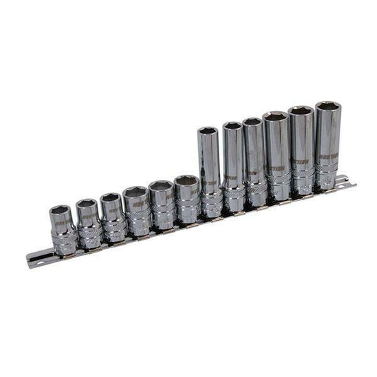 Socket Set 12 piece 3/8 Xion Deep Socket Set on Rail