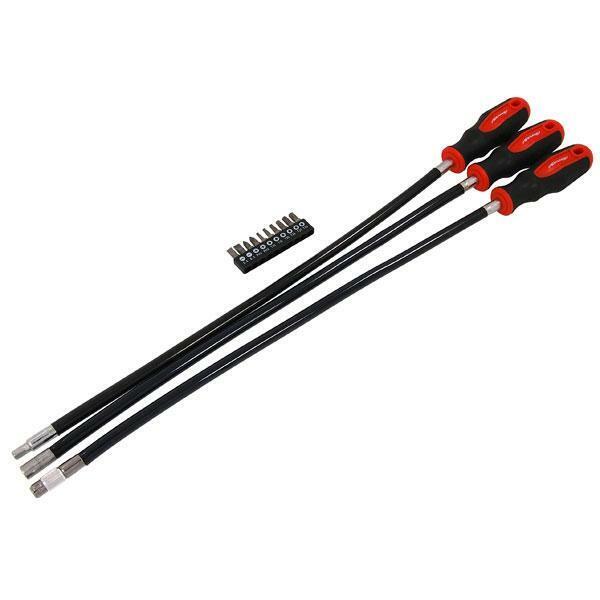 3 Piece Flexible Screwdriver Set 1/4 Inch Drive Long