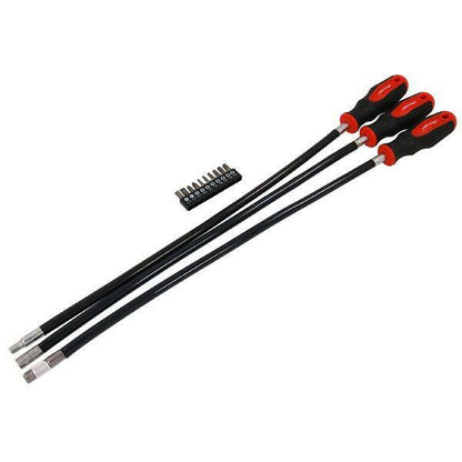 3 Piece Flexible Screwdriver Set 1/4 Inch Drive Long