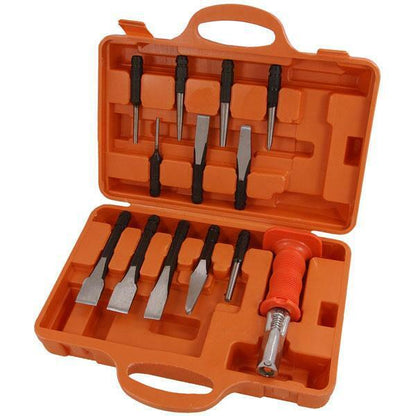 13Pc Punch & Chisel Set Flat Cape Chisels Pin Centre Punches