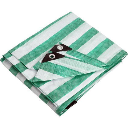 Tarpaulin 18ft x 24ft Green/White Stripe - reinforced - 140GSM