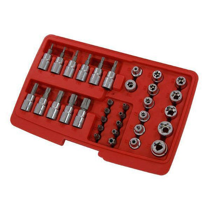 35pc Star Socket Tamperproof Bit Set 1/4", 3/8" & 1/2"