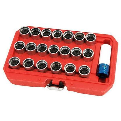 Locking Wheel Nut Stud Remover Tool Kit - 21pcs Vag