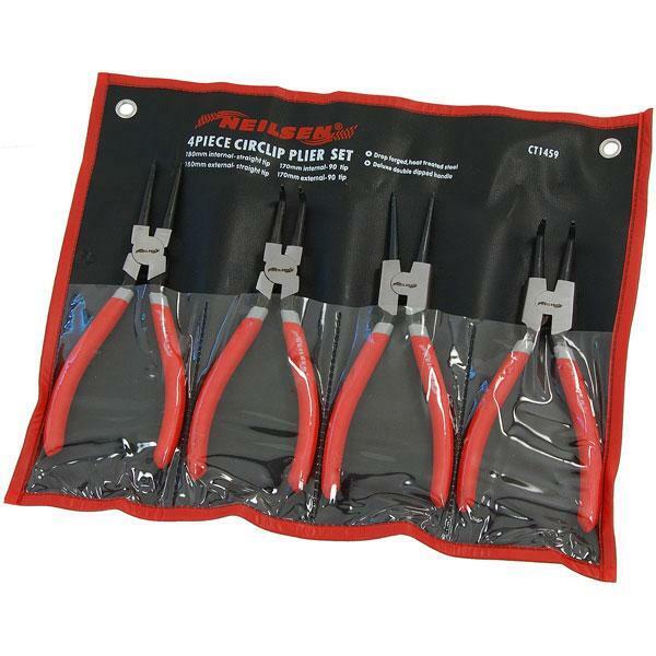 Snap Ring Pliers - 7 inch 4 piece Set Circlip Pliers