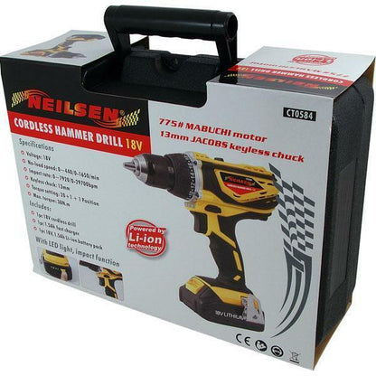 Heavy Duty Cordless Hammer Drill - 18V battery