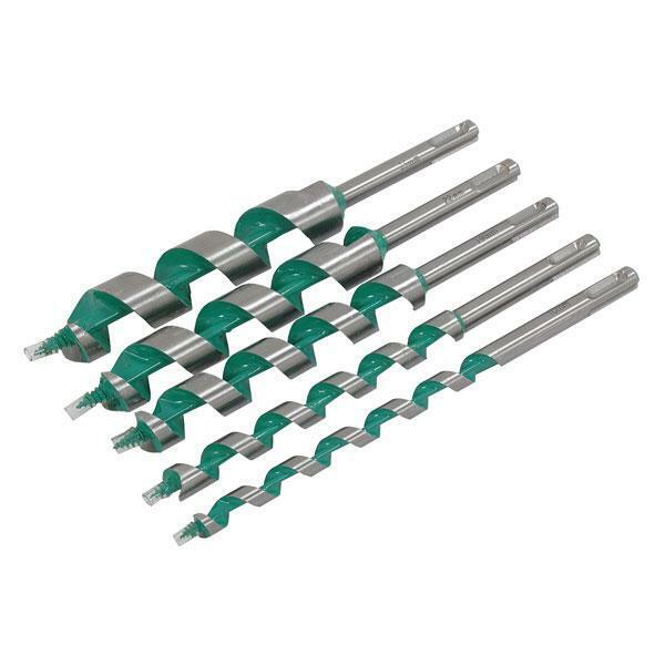 5pc SDS Wood Auger Drill Bit Set Sizes 10, 13, 19, 22 & 25mm 200mm Long