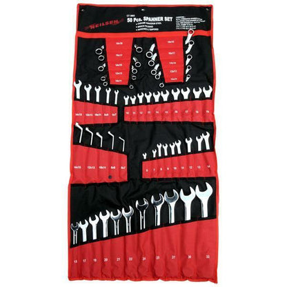 50pc Large Metric Combination Spanner Set 6-32mm Stubby