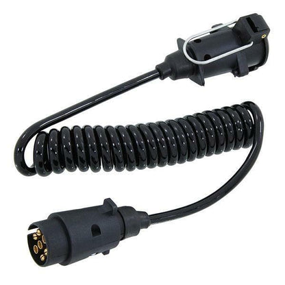 2.5m Curly Trailer Cable Extension Lead - 7-Pin Male to Female