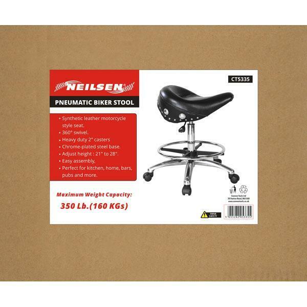 Pneumatic Biker Stool, leather motorcycle style seat