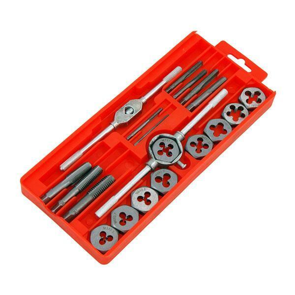 20 Piece Tap and Die Set Wrench Cuts Automotive