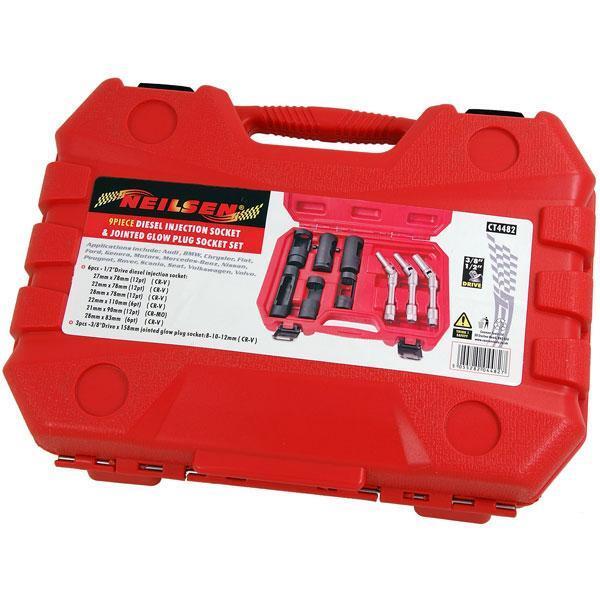 9pc 1/2" Dr Diesel Injection & 3/8" Glow Plug Sockets