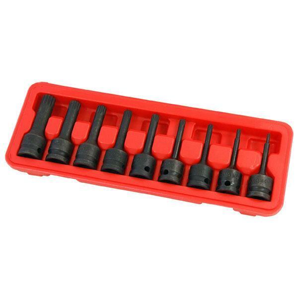 9-piece Impact Bit Socket Set, Spline, M4-16, 1/2"