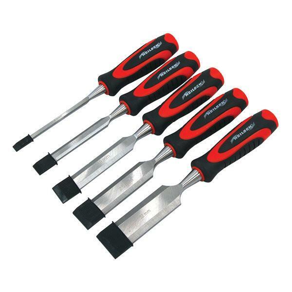 Wood Chisel Set - 5 Piece - Steel Blade Grips