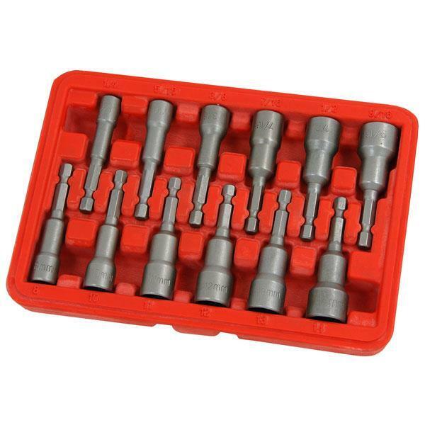 65mm Magnetic Nut Driver Socket Set 1/4" Hex Shaft 12pc Metric & SAE