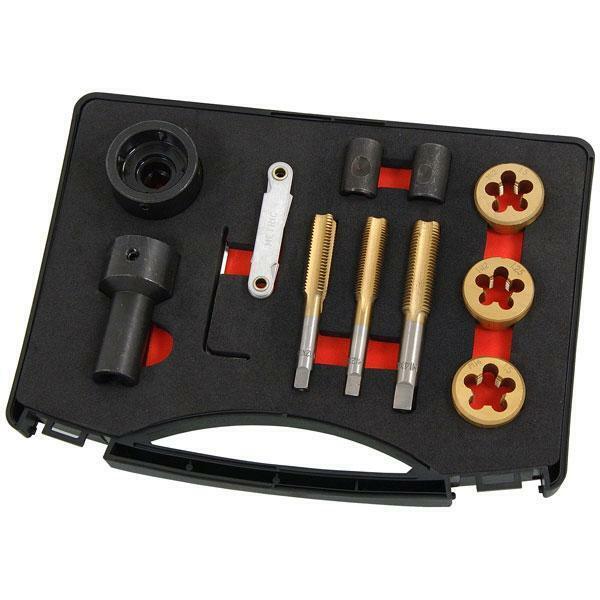 Tap & Die Set For Wheel Studs & Nuts With Holders M12 M14 12pc