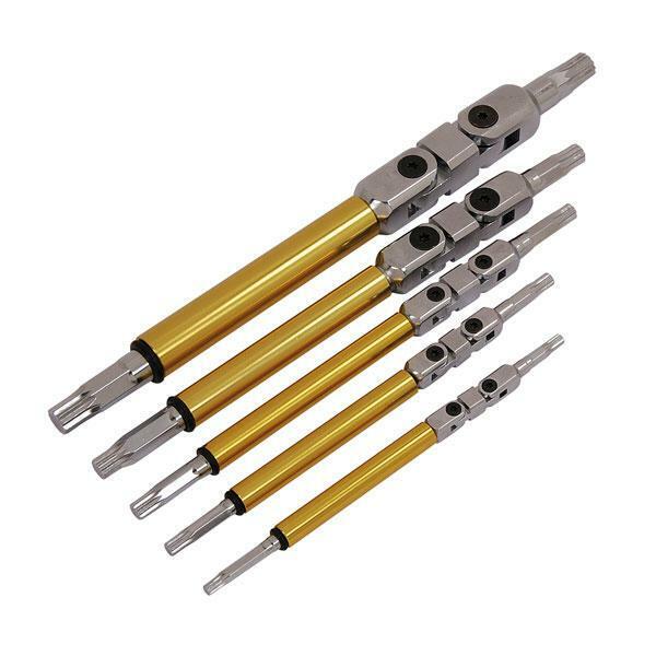 5 Piece Multi Jointed Spline Wrench Set M4 M5 M6 M8 M10