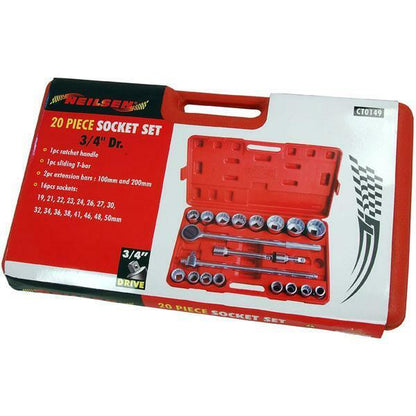 20 Piece Socket Set Wrench Set 3/4 Drive