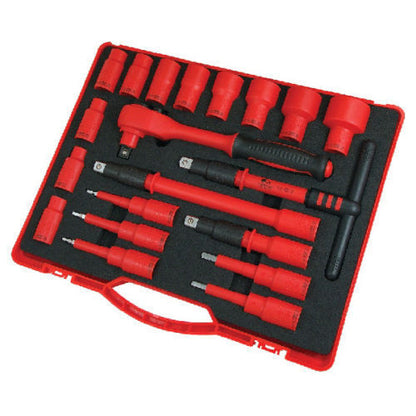 Electricians 20pc 1000V Insulated 1/2" Dr VDE Socket Ratchet & Bits Set