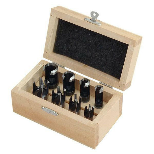 8 Piece Wood Plug / Drill Cutter Set in Wooden Case