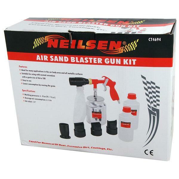 Air Sandblaster Gun Kit with Blasting Sand Grit 60 & 4 Nozzles