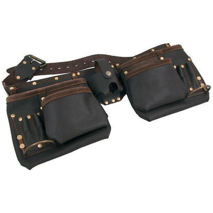 12 Pocket Oil Tanned Double Pocket Tool Belt