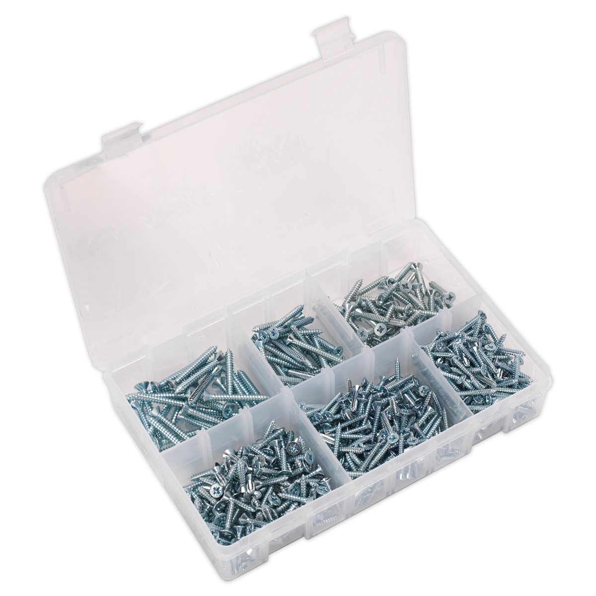 510pc Zinc Plated Self-Tapping Countersunk Pozi Screw Assortment - DIN 7982