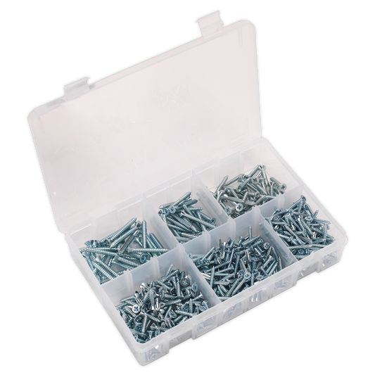 510pc Zinc Plated Self-Tapping Countersunk Pozi Screw Assortment - DIN 7982